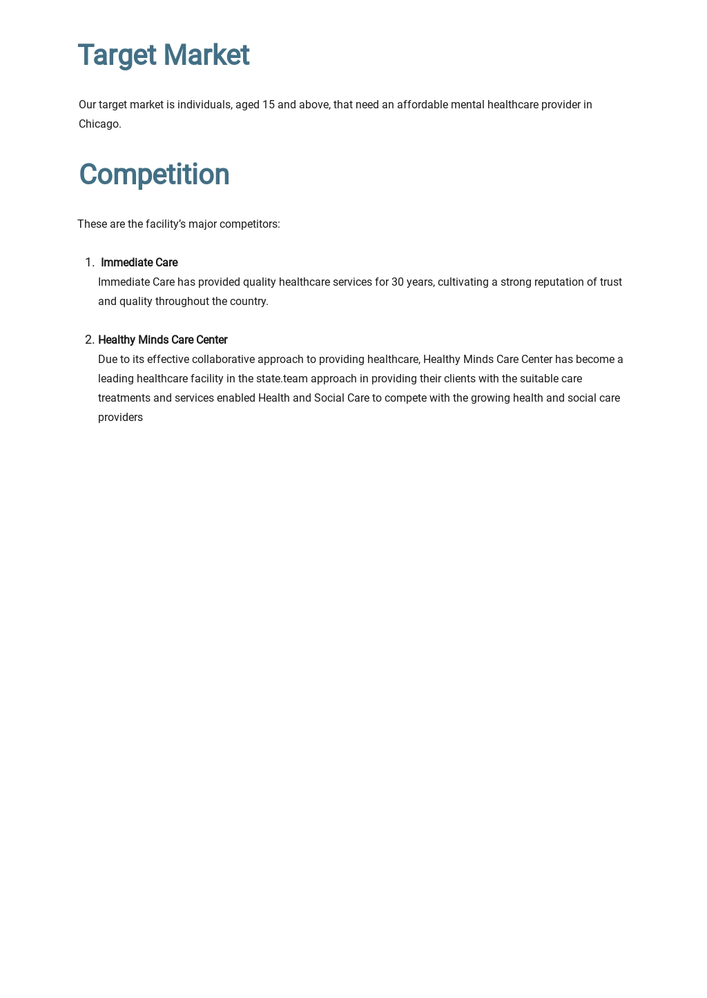 Health Care Social Care Business Plan Template Free PDF Google