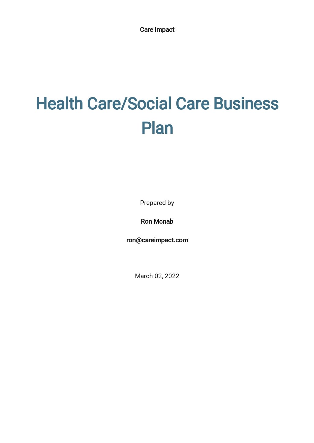 social care business plan