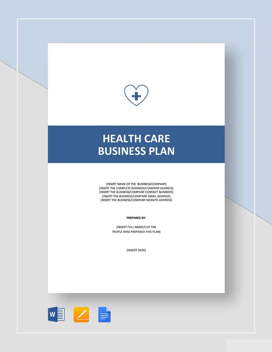 Health Care / Social Care Business Plan Template
