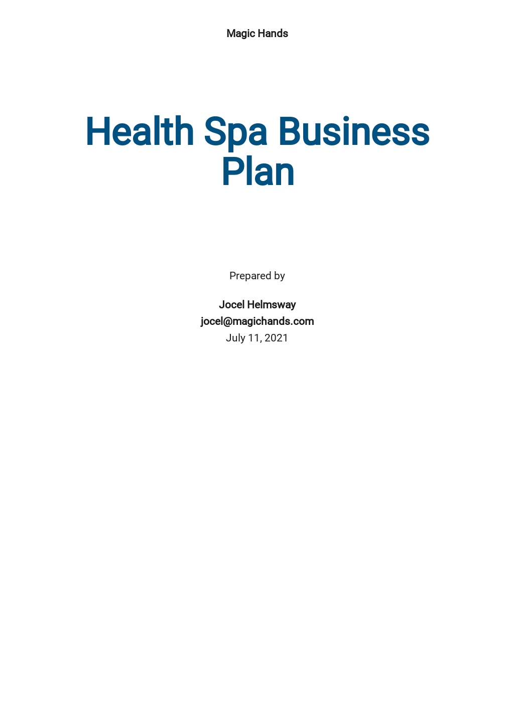spa business plan template pdf