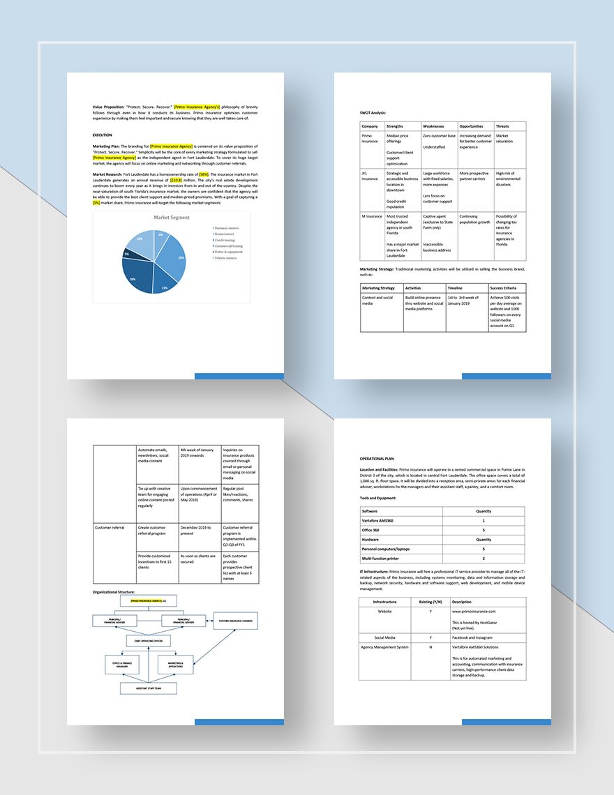 Insurance Agency Business Plan Template Free Download