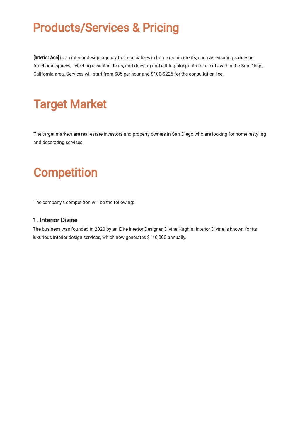 Home Interior Design Business Plan Template Free PDF Word Apple Pages Google Docs