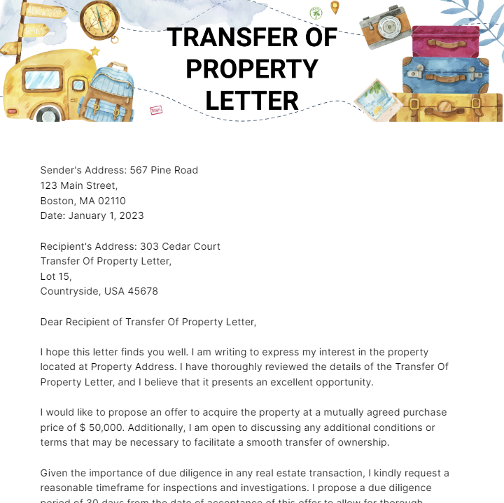 Transfer Of Property Letter Template