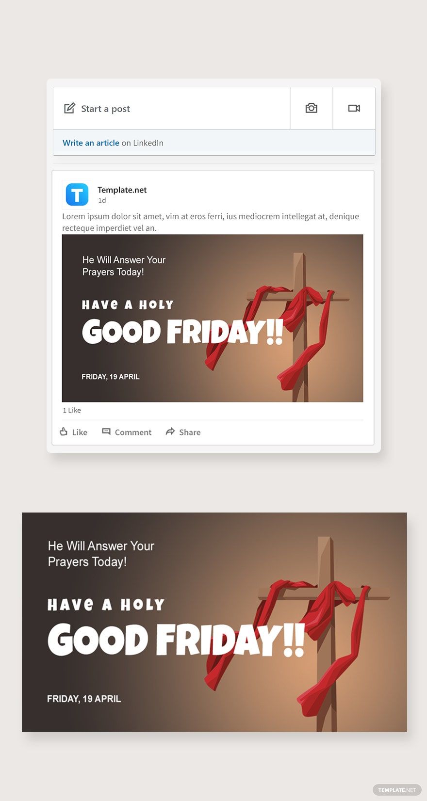 Good Friday Church Linkedin Post Template