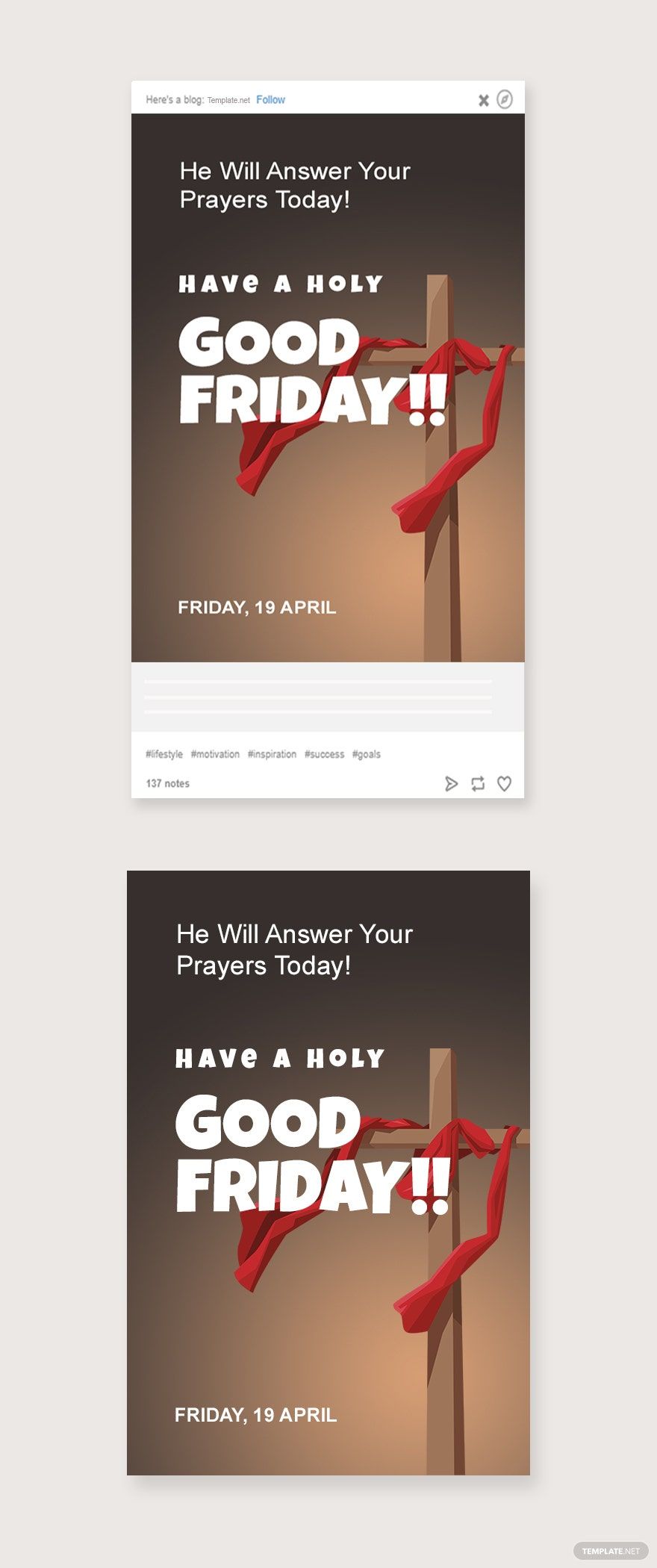 Free Good Friday Church Tumblr Post Template in PSD