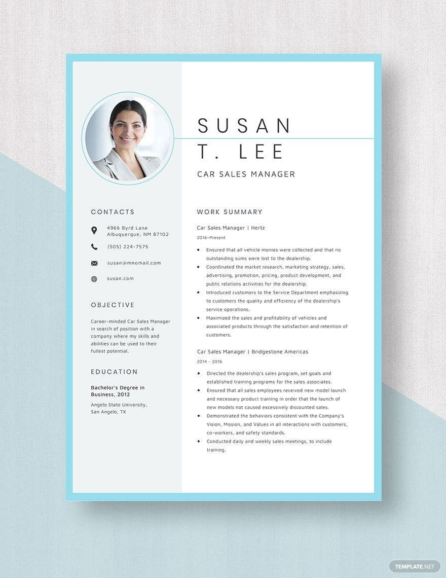 Channel Sales Manager Resume Template - Word, Apple Pages | Template.net