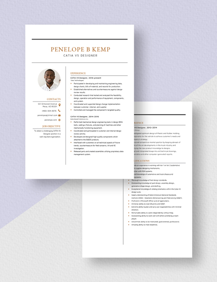 CATIA V5 Designer Resume Template - Word, Apple Pages | Template.net