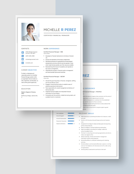Certified Financial Manager Resume Download