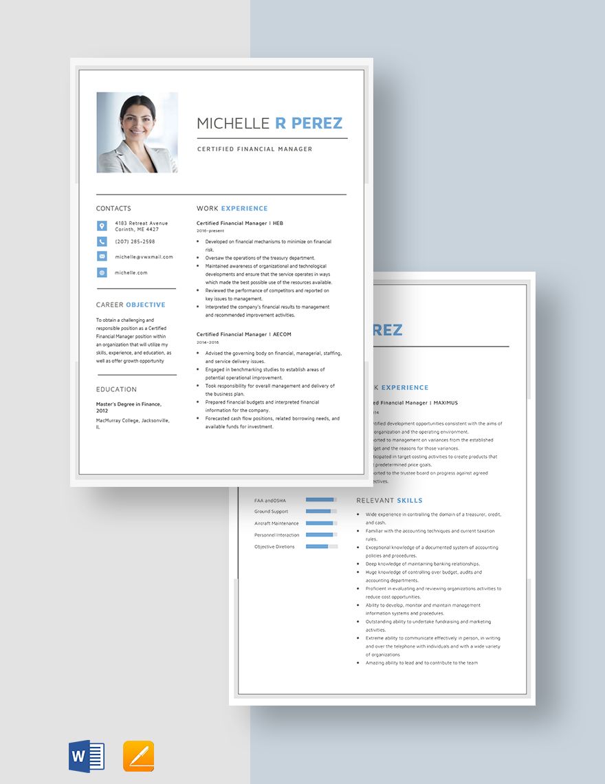 Certified Financial Manager Resume