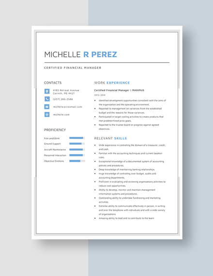 Certified Financial Manager Resume Template
