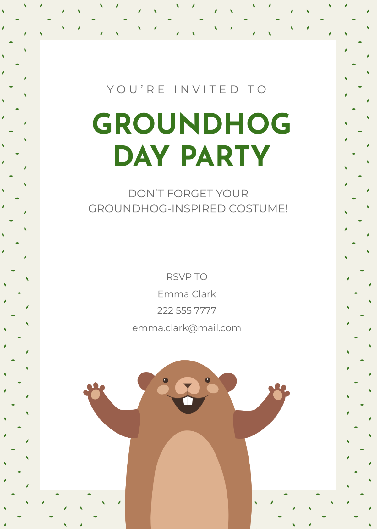 Groundhog Day Party Invitation