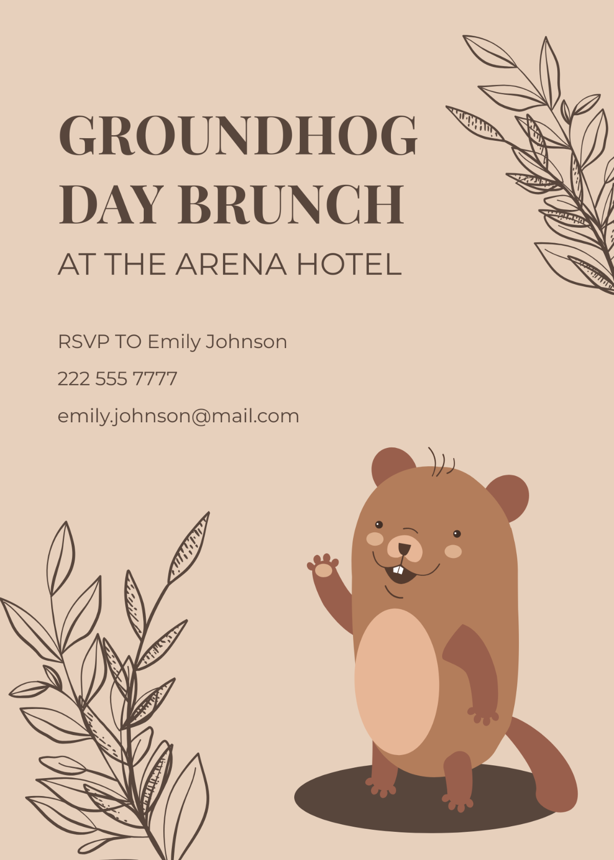 Groundhog Day Brunch Invitation Template - Edit Online & Download