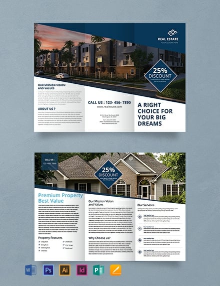 free real estate trifold brochure template 440x570