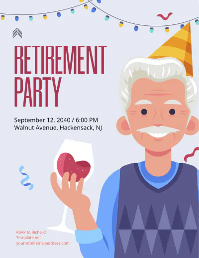 Free Retirement Fun Party Flyer Templates to Edit Online