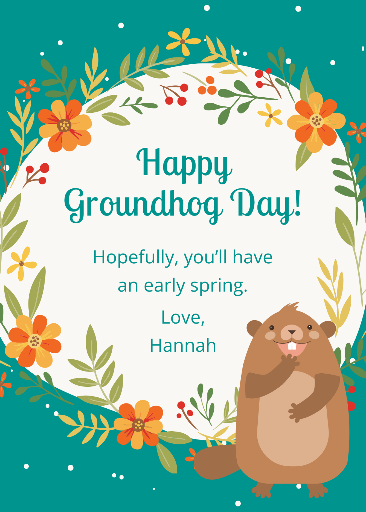 Happy Groundhog Day Greeting Card Template