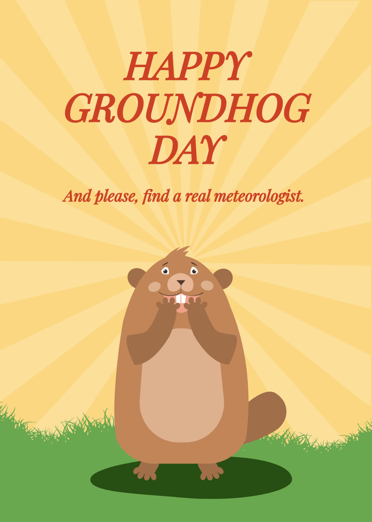 Funny Groundhog Day Card Template
