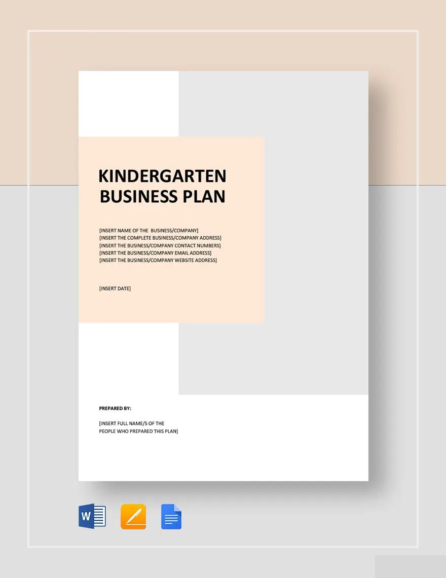 Kindergarten Business Plan Template in Word, Google Docs, Apple Pages