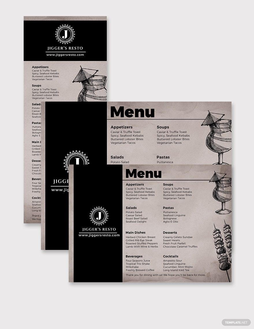 Lunch Dinner Menu Template in Word, Illustrator, PSD, Apple Pages, Publisher