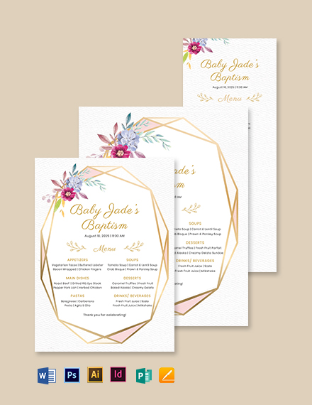 FREE Tea Party Menu Template Word PSD InDesign Apple Pages