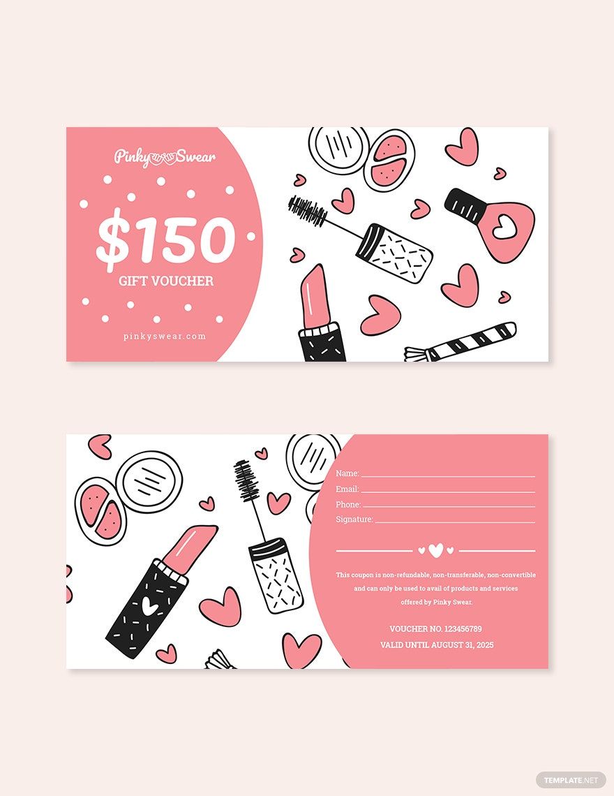 $150 Make Up Voucher Template in Word, Illustrator, PSD, Apple Pages, Publisher
