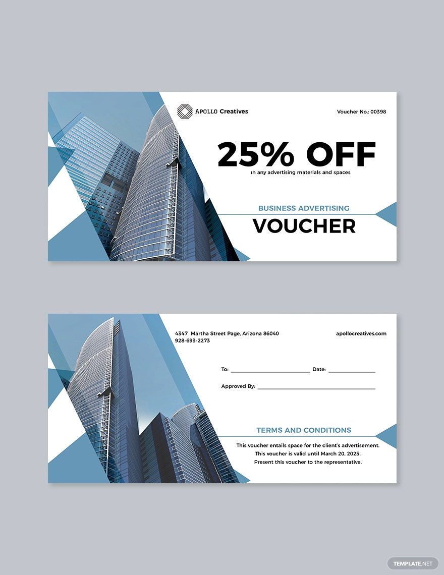 Business Advertising Voucher Template in Word, Illustrator, PSD, Apple Pages, Publisher