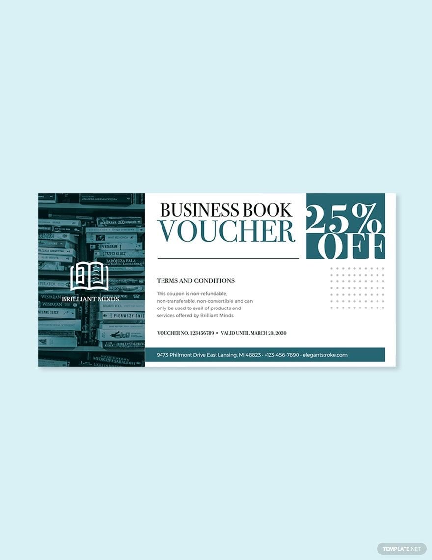 Business Book Voucher Template in Word, Illustrator, PSD, Apple Pages, Publisher