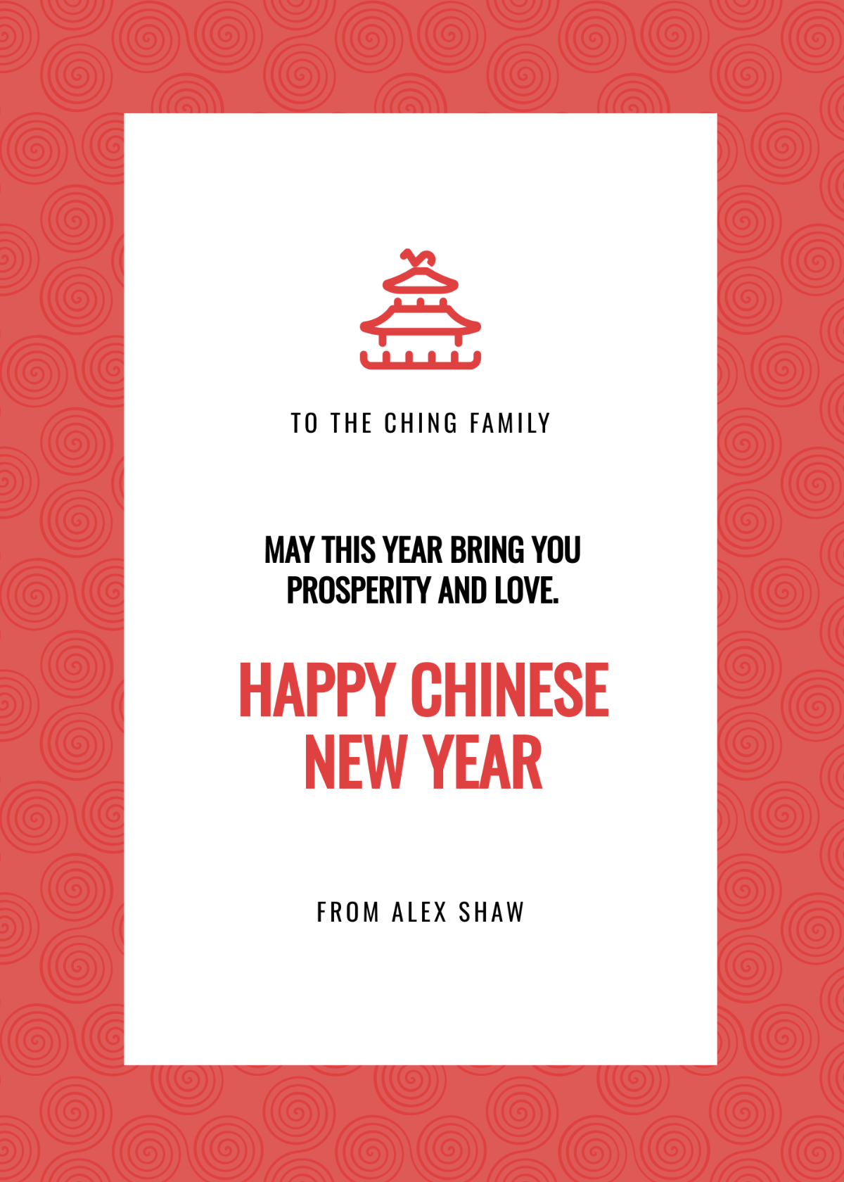 Free Chinese New Year Greeting Card Template