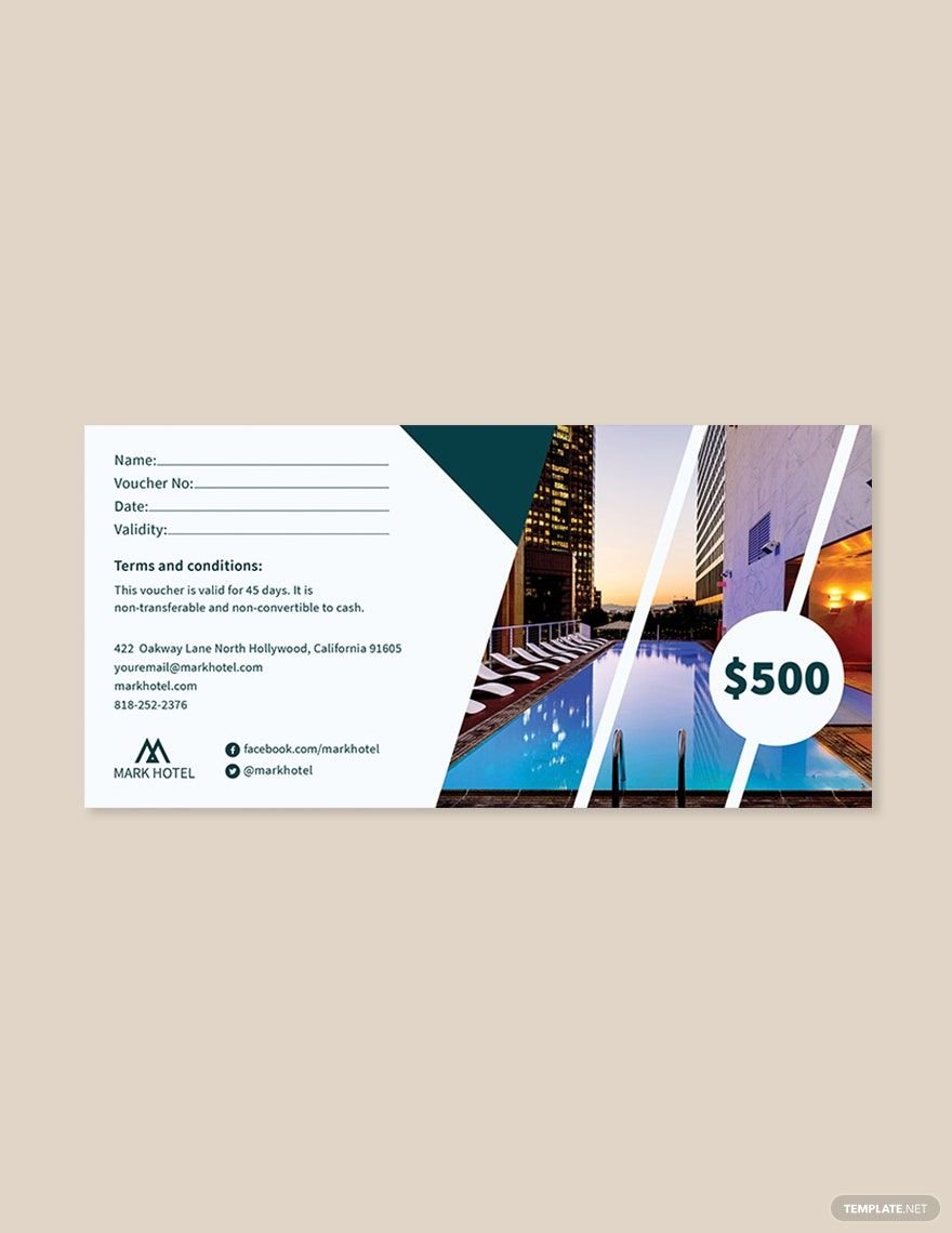 Hotel Money Voucher Template in Word, Illustrator, PSD, Apple Pages, Publisher