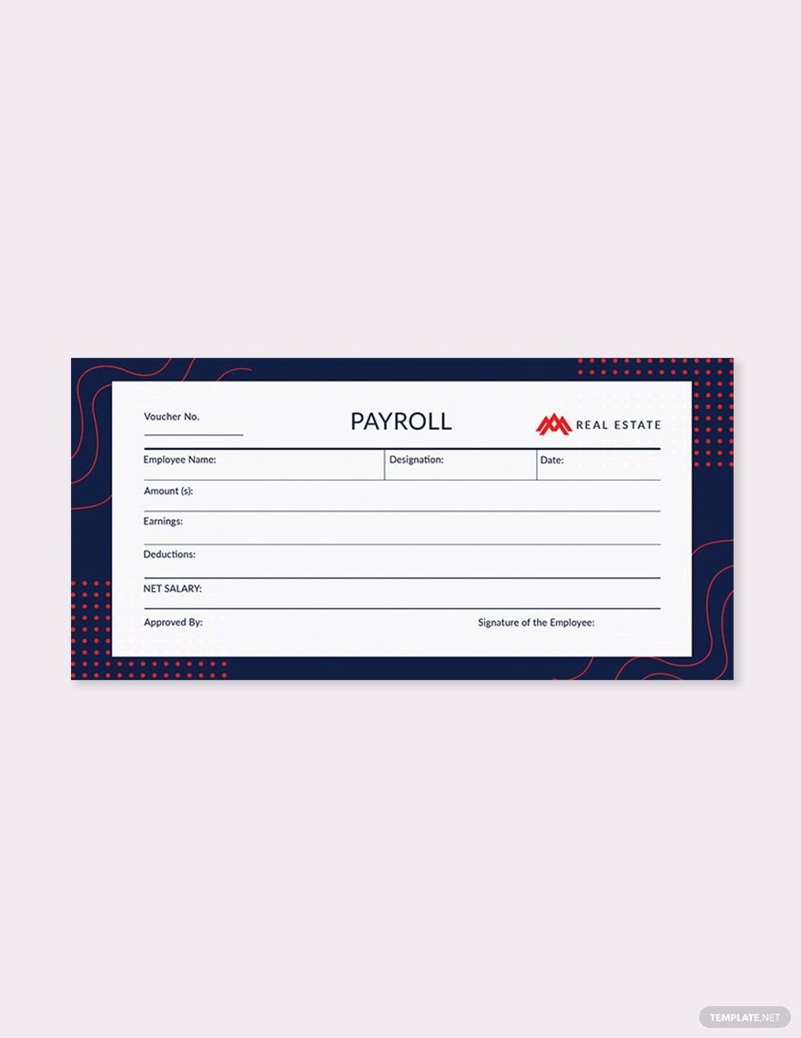 Payroll Money Voucher Template in Word, Illustrator, PSD, Apple Pages, Publisher