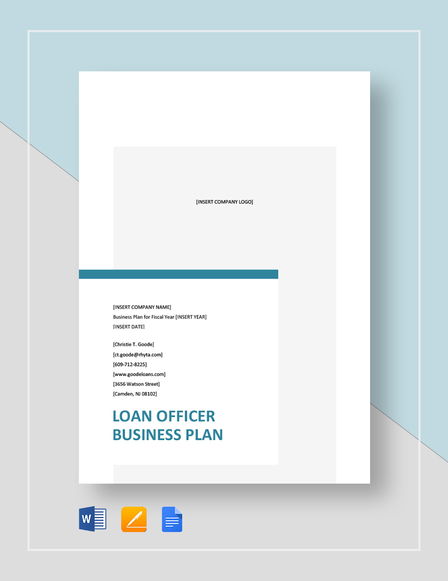 Loan Officer Business Plan Template Google Docs, Word, Apple Pages