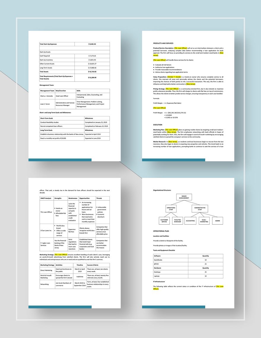 Loan Officer Business Plan Template Download in Word, Google Docs