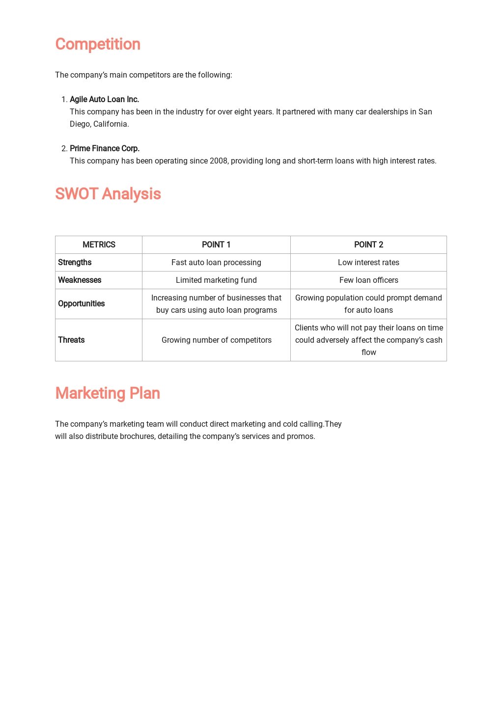 Loan Officer Business Plan Template [Free PDF] Word Google Docs