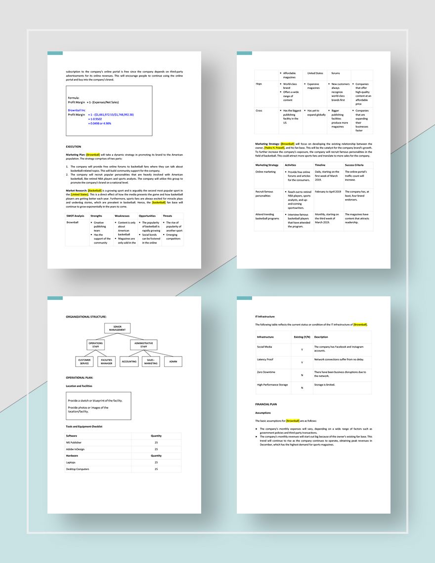 magazine publisher business plan template