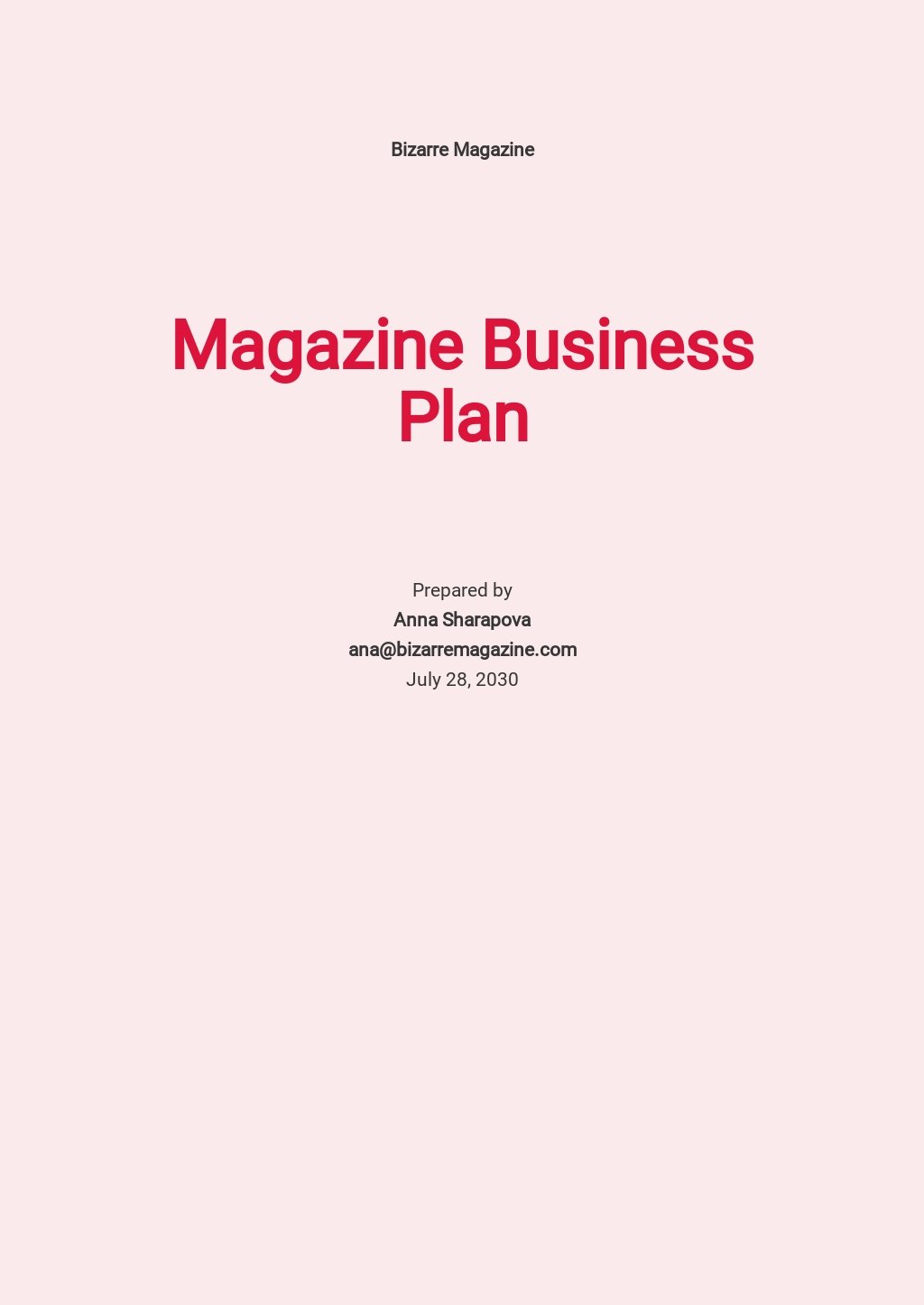 sample business plan for online magazine