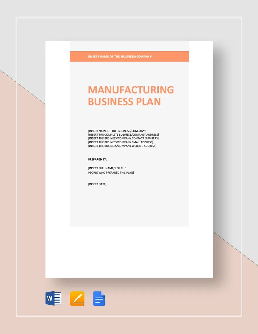 Manufacturing Business Plan Template