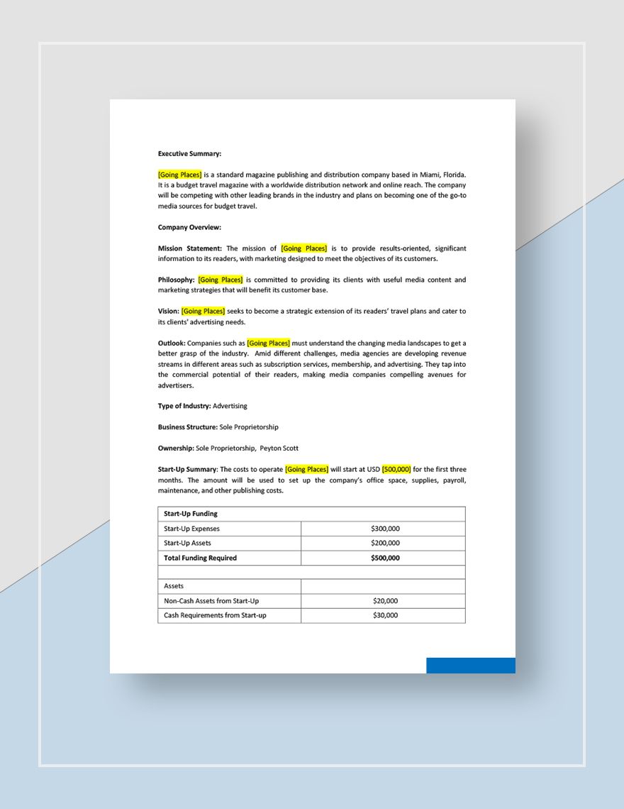 Media Agency Business Plan Template