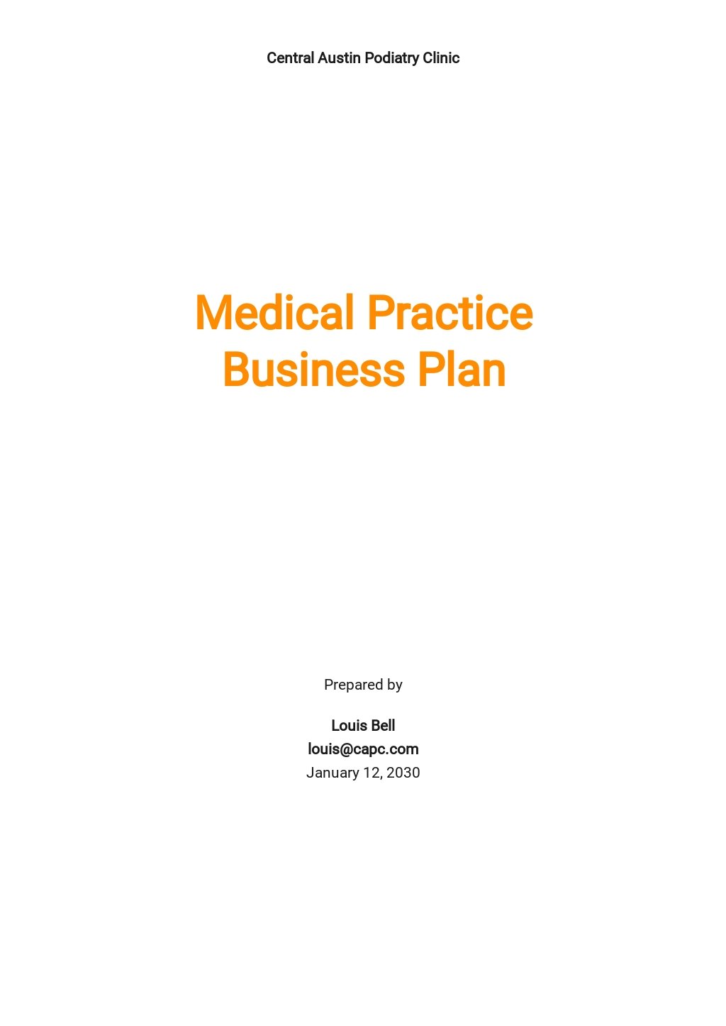 sample of a medical practice business plan