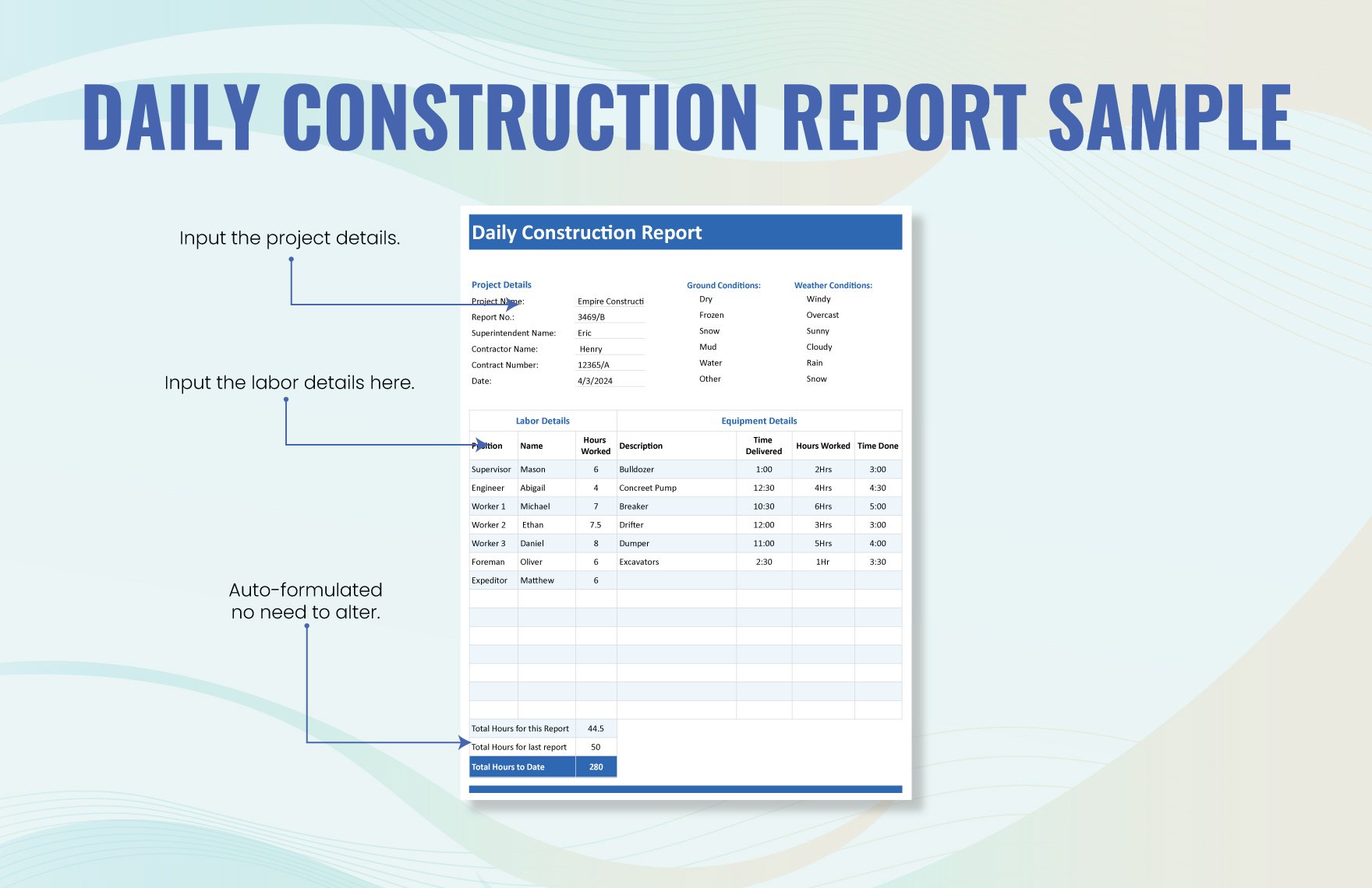 Daily Construction Report Sample
