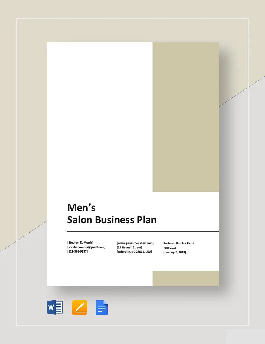 Men's Salon Business Plan Template