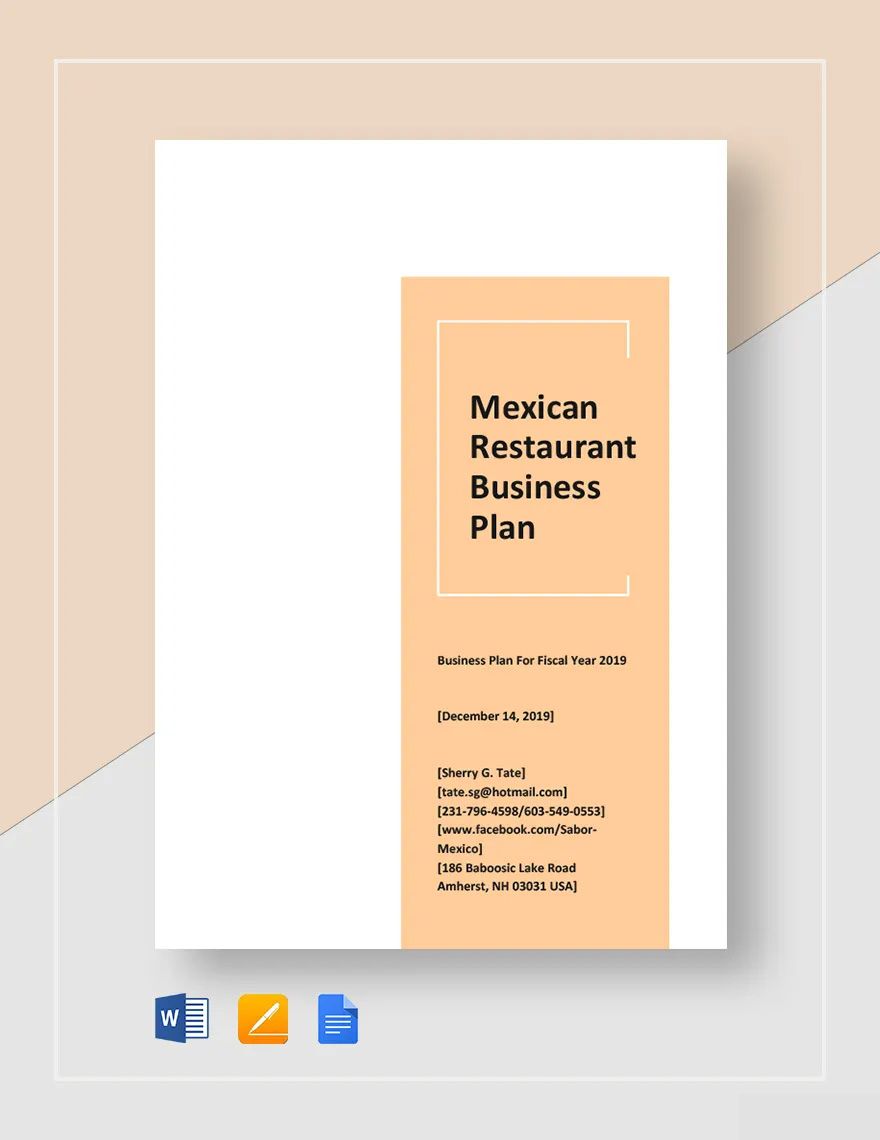 Mexican Restaurant Business Plan Template
