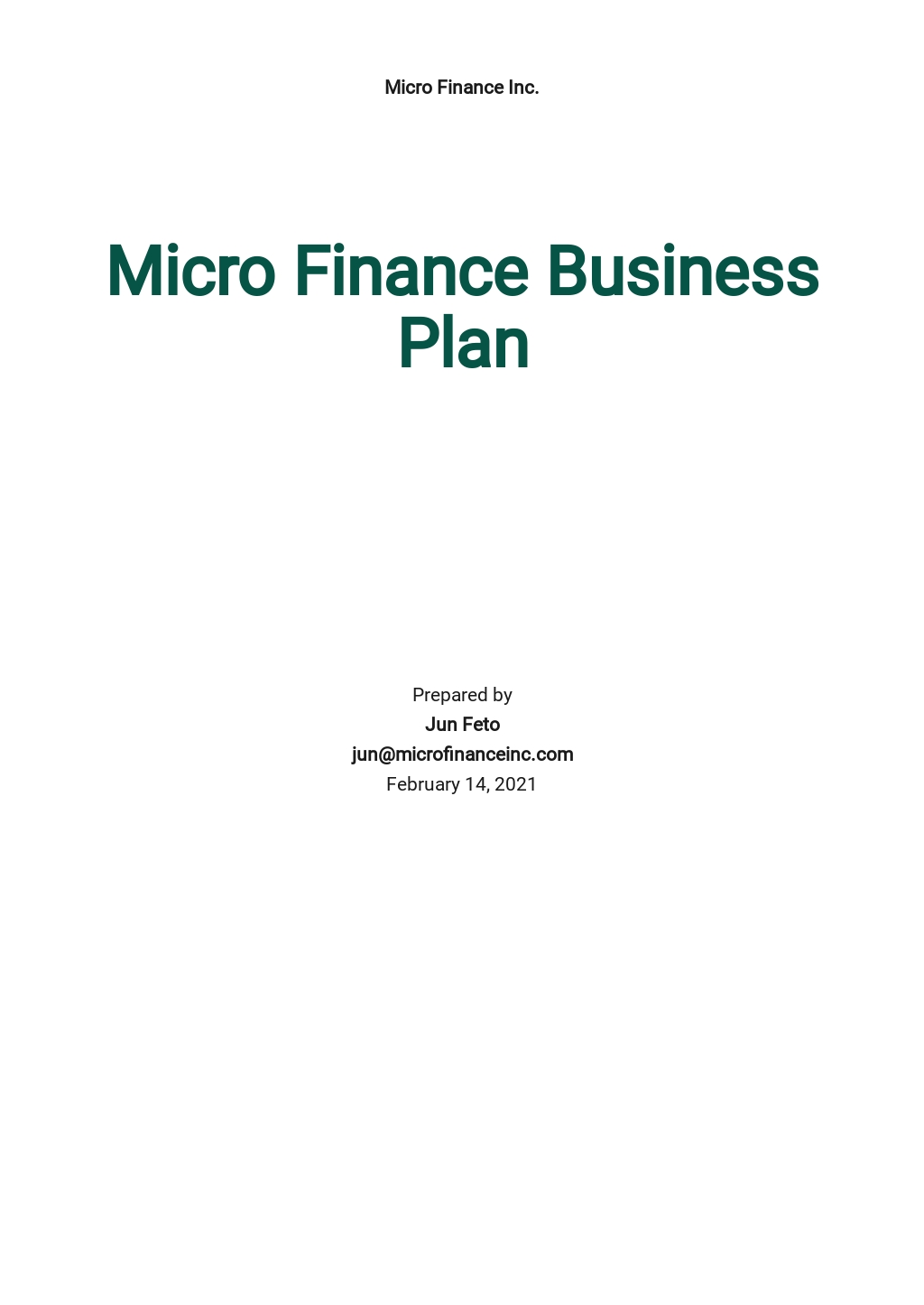 business plan for micro finance