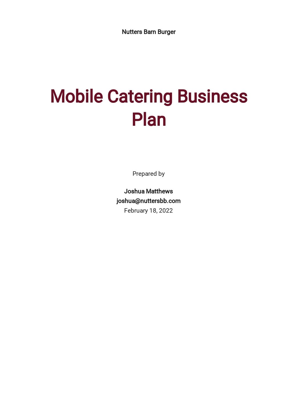 catering business plan canada