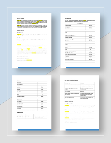 mobile food business plan template