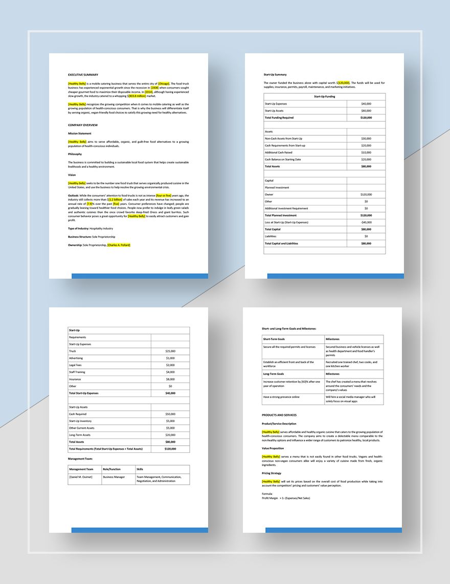 mobile catering business plan template