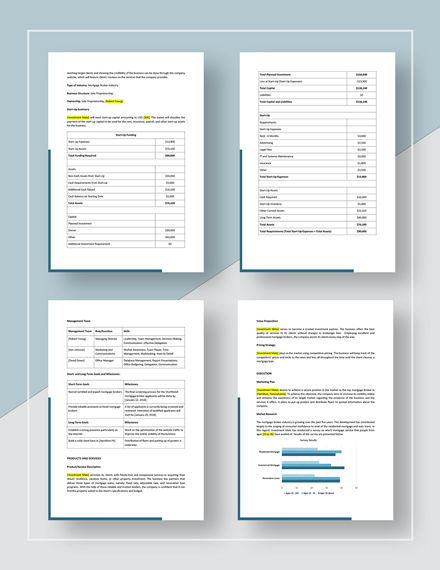 mortgage agent business plan template