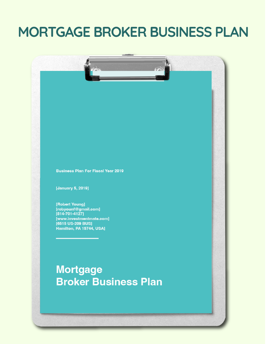 Mortgage Broker Business Plan Template