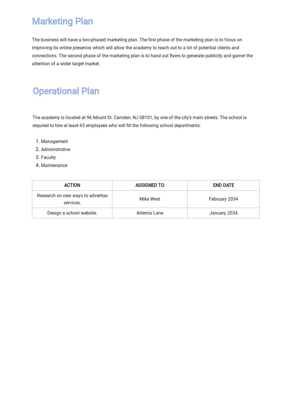 Music School Business Plan Template [Free PDF] Word (DOC) Apple