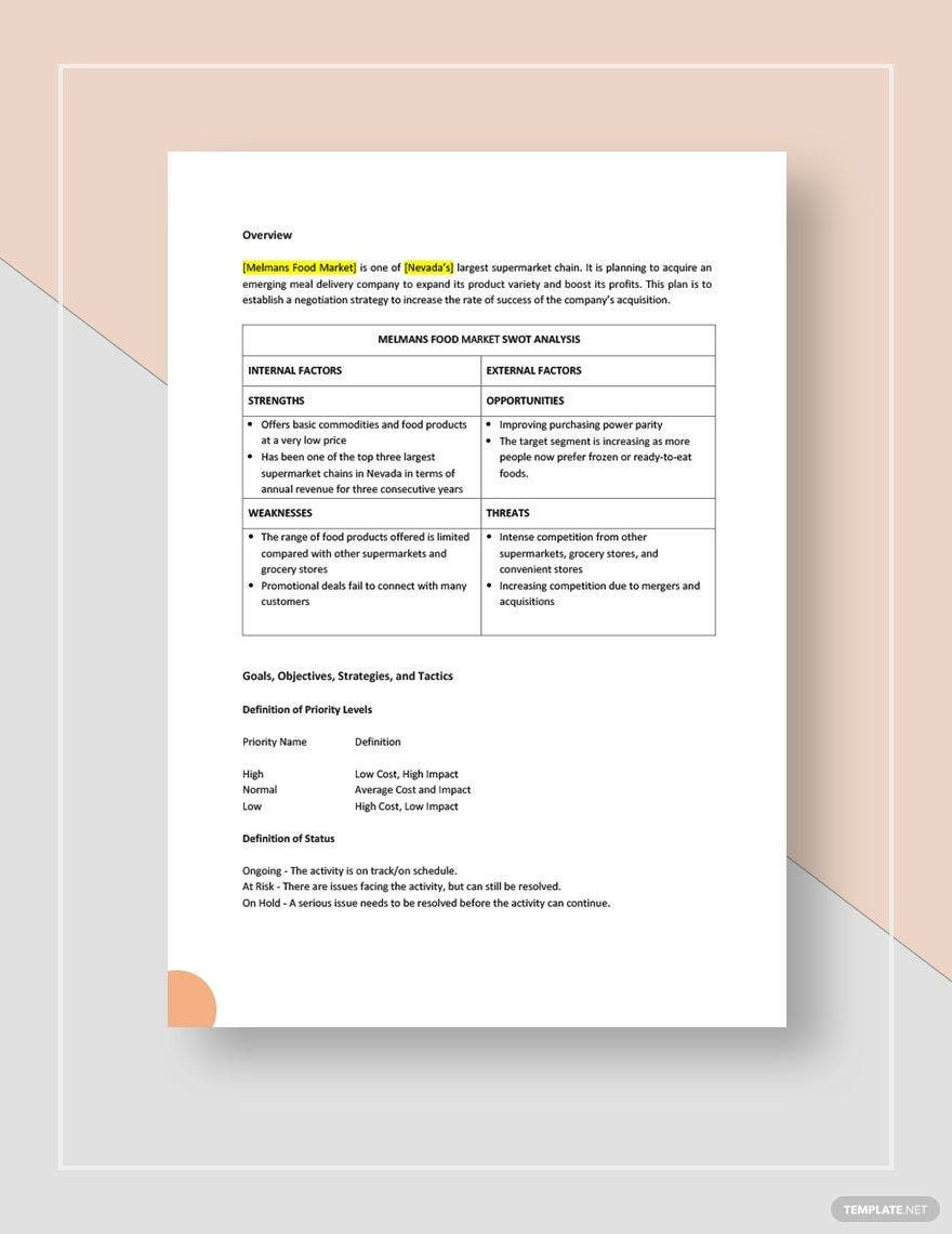 Negotiation Strategy Plan Template Google Docs Word Apple Pages