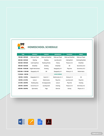 8+ Homeschool Schedule Templates - Word, Docs