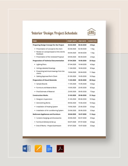 interior design project management template